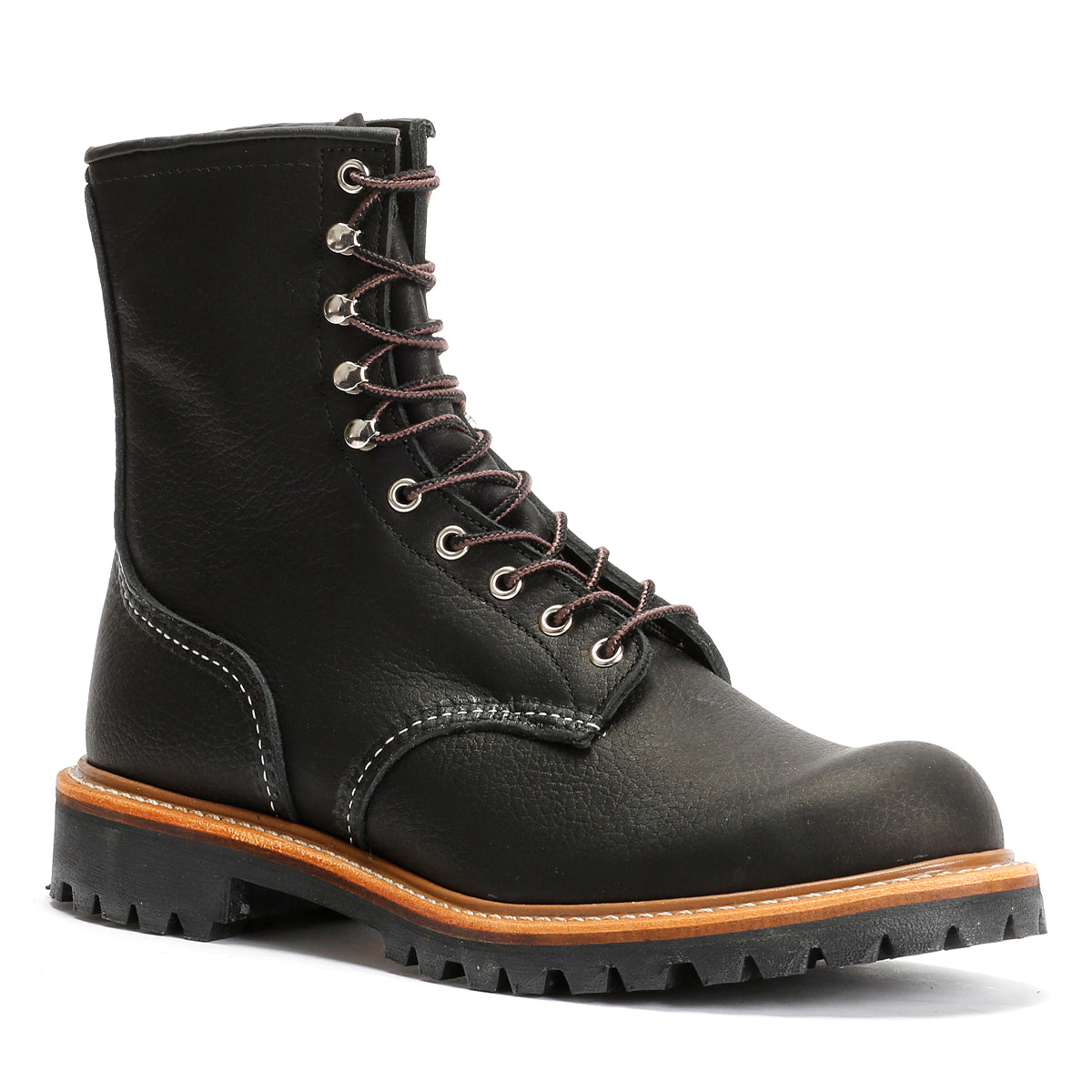 Red Wing 4501 8-Inch Logger Bottes Noires En Cuir Pour Hommes