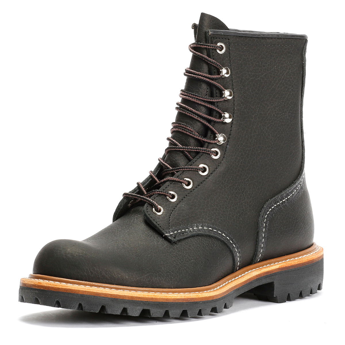 Red Wing 4501 8-Inch Logger Bottes Noires En Cuir Pour Hommes