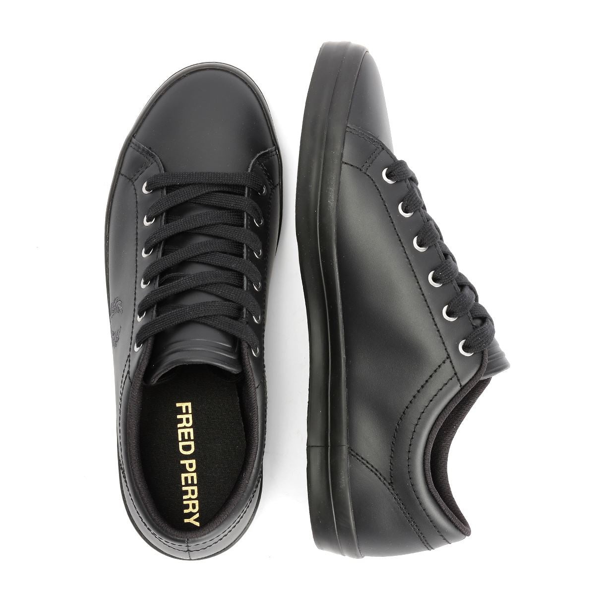 Fred Perry Baseline Baskets Noires En Cuir Pour Hommes