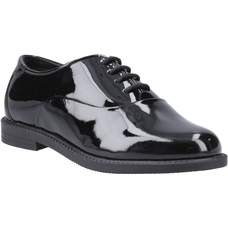 Hush Puppies Nellie Patent Chaussures Oxford Noires En Cuir Pour Filles
