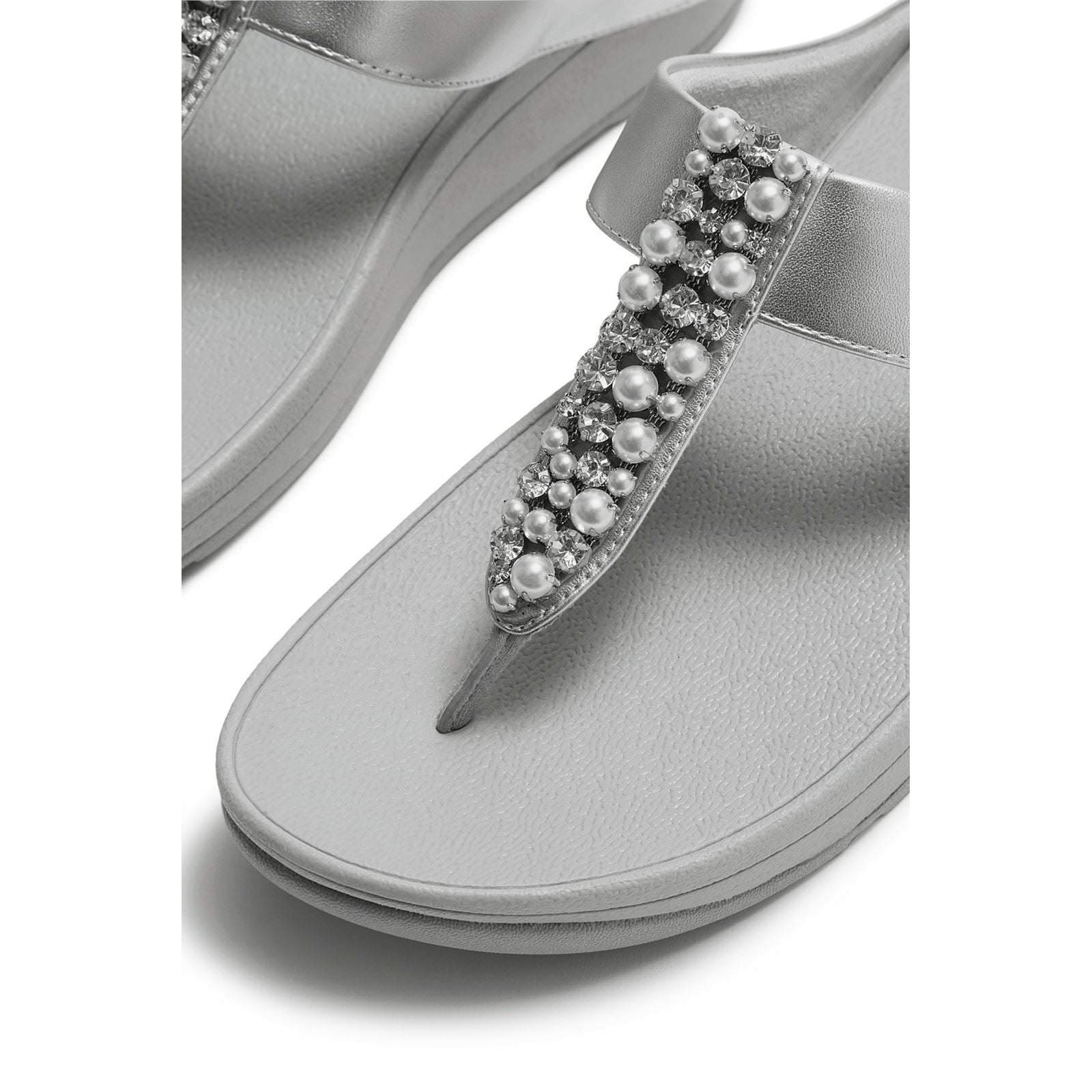 Fitflop Fino Toe-Post Sandales Argentées En Polyuréthane Pour Femmes