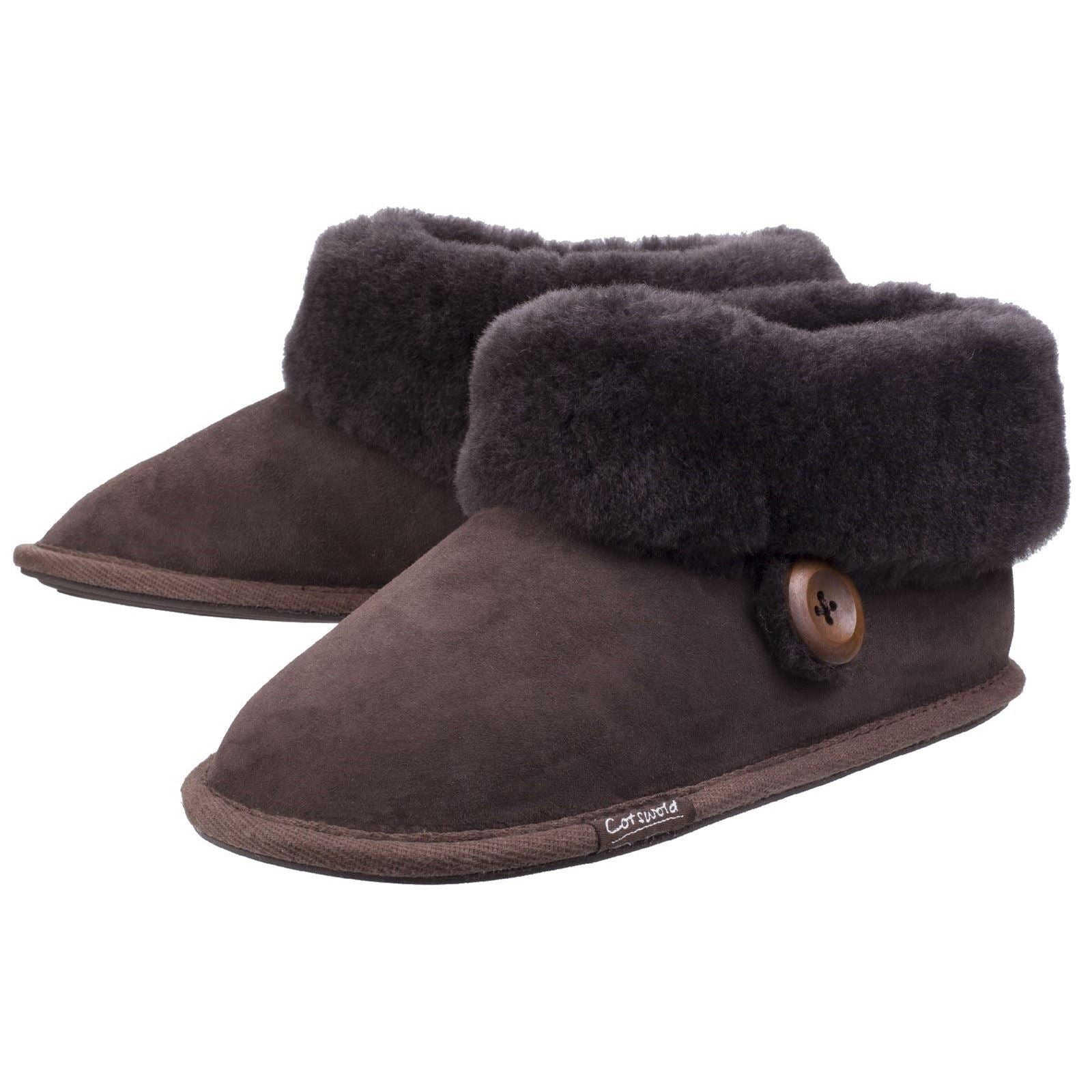 Cotswold Wotton Chaussons En Cuir Pour Femme Couleur Chocolat