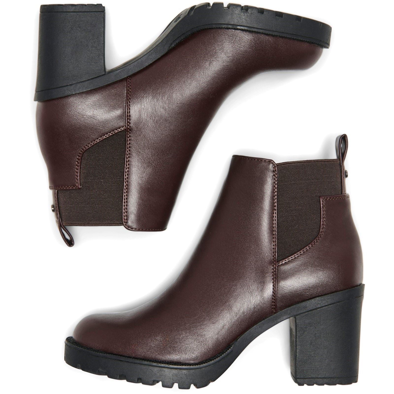 ONLY Barbara Bottines Chelsea À Talons Pour Femmes En Polyuréthane Marron Chocolat