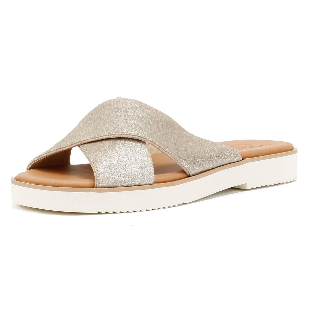 TOMS Mae Crossover Sandales Pour Femmes En Cuir Suédois Argenté