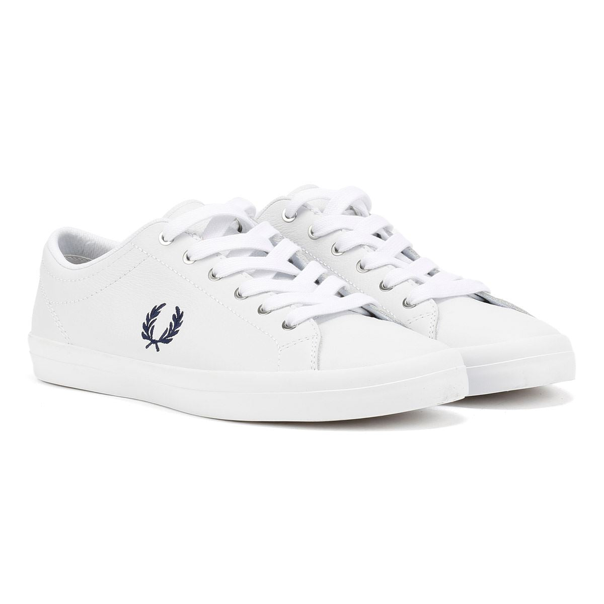 Fred Perry Baseline Baskets Blanches En Cuir Pour Hommes