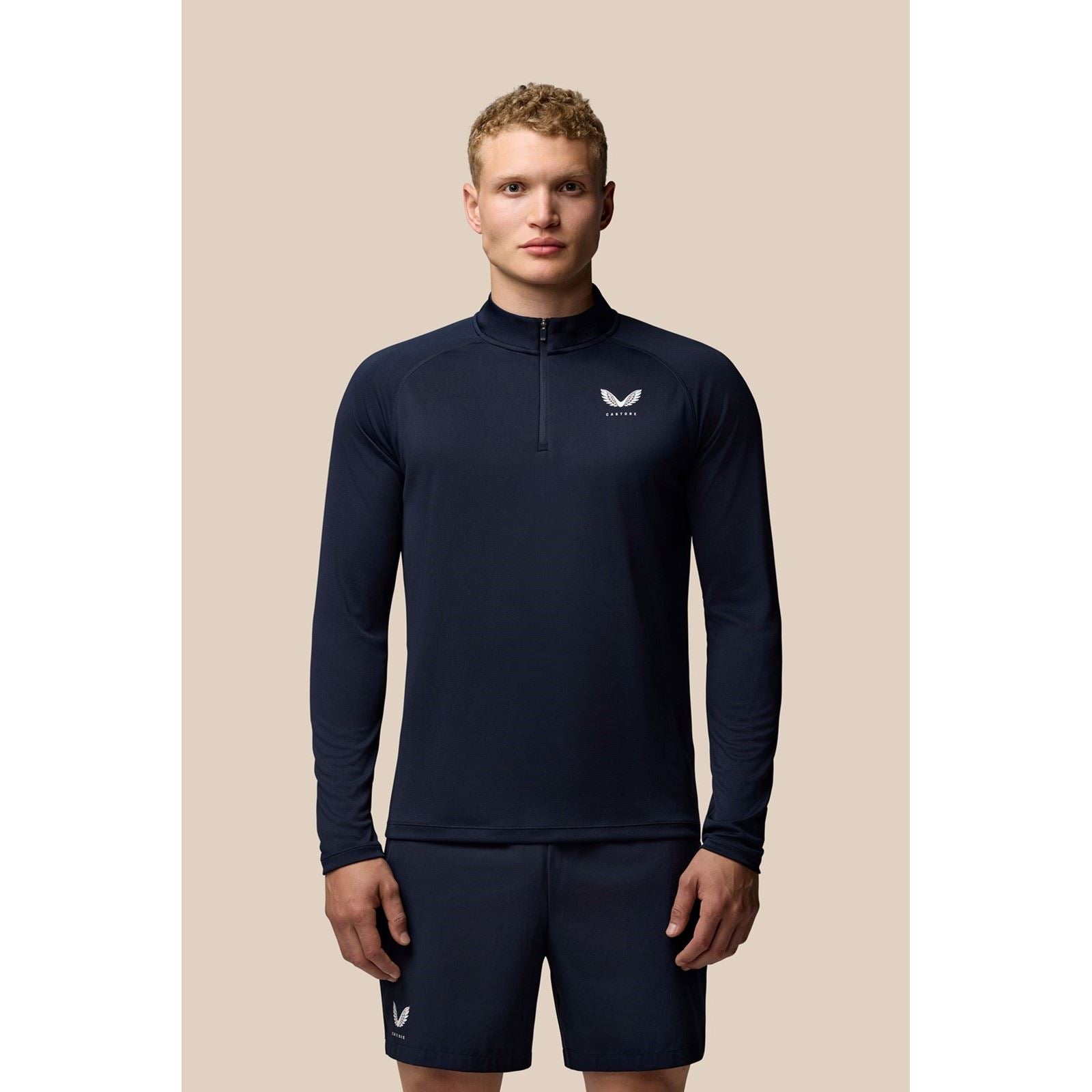 Castore Adapt Training 1/4 Zip Top T-Shirts De Sport Pour Hommes En Polyester Bleu