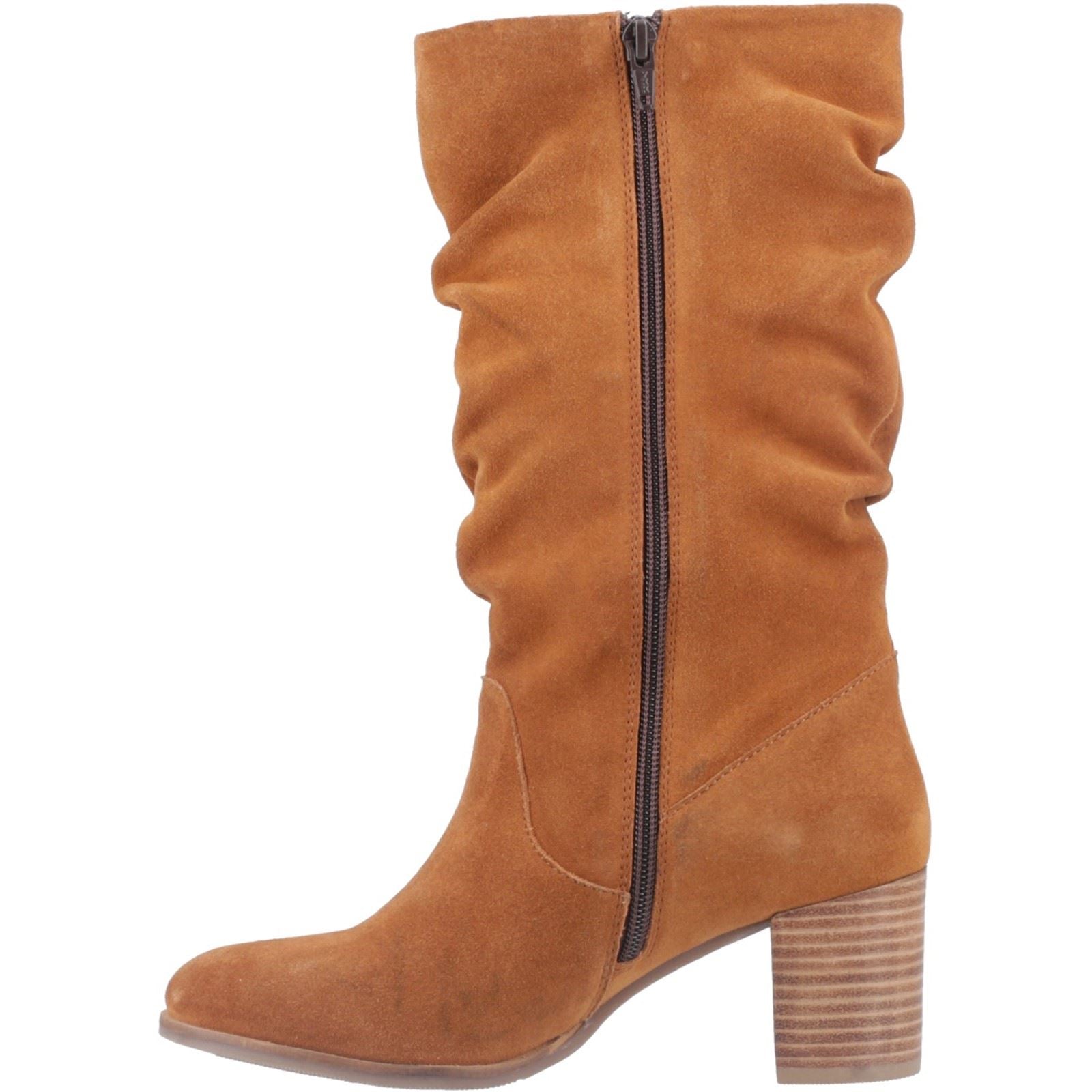 Hush Puppies Cosima Bottes Hautes À Talons Pour Femmes En Daim Couleur Tan