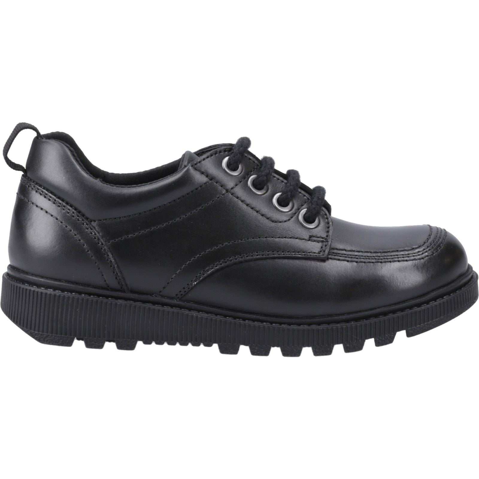 Hush Puppies Keeley Chaussures À Lacets Noires En Cuir Pour Filles