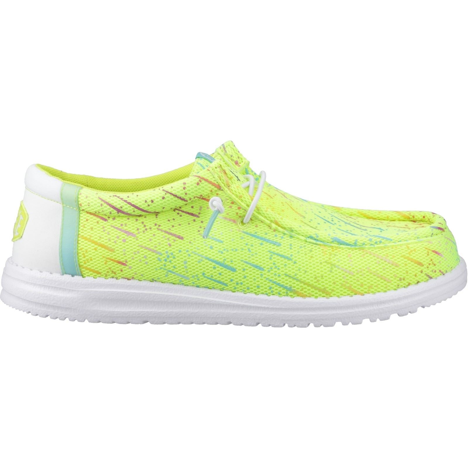 HEYDUDE Wally Party Mesh Chaussures Mocassins Pour Hommes En Polyester Couleur Vert Citron/Blanc