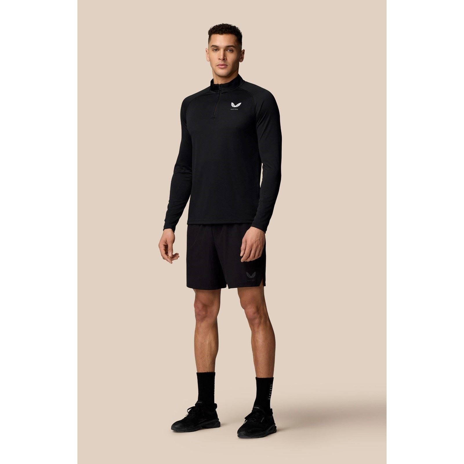Castore Adapt Training 1/4 Zip Top T-Shirts De Sport Actifs Pour Hommes En Polyester Noir