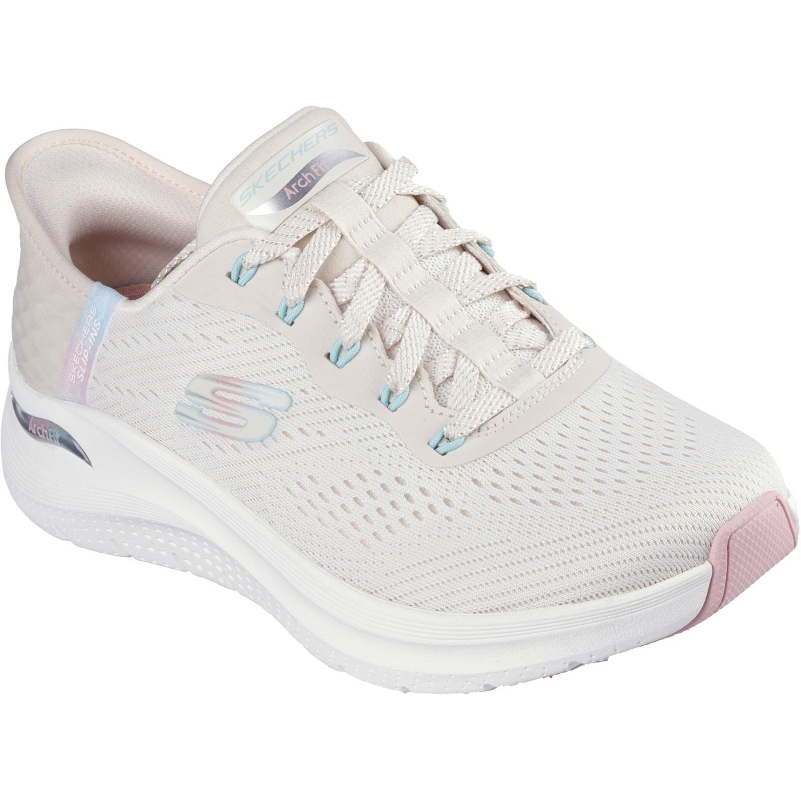 Skechers Arch Fit 2.0 Easy Chic Chaussures De Sport Pour Femmes En Textile Naturel/Rose