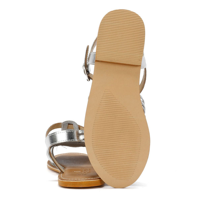 Tower London Hurache Sandales En Cuir Argent Pour Femme