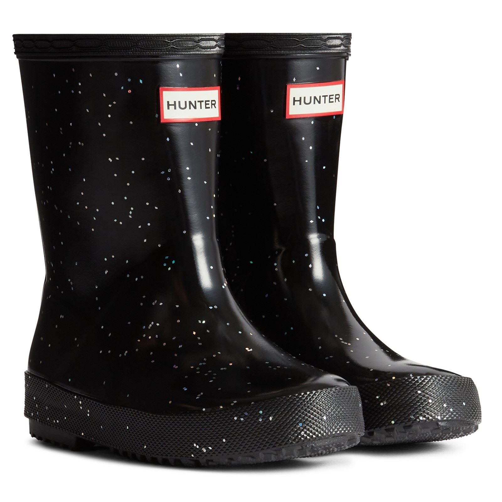 Hunter Kids First Giant Glitter Bottes En Caoutchouc Noires Wellington