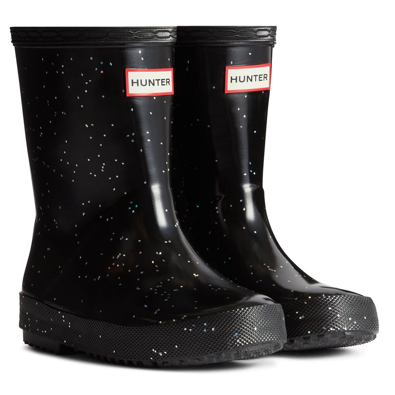 Hunter Kids First Giant Glitter Bottes En Caoutchouc Noires Wellington
