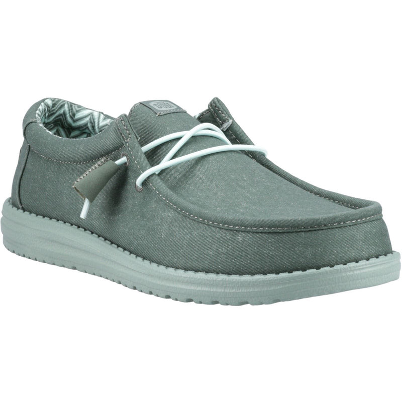 HEYDUDE Wally Canvas Chaussures Mocassins Pour Hommes En 100% Coton Vert Canard/Vert Iceberg