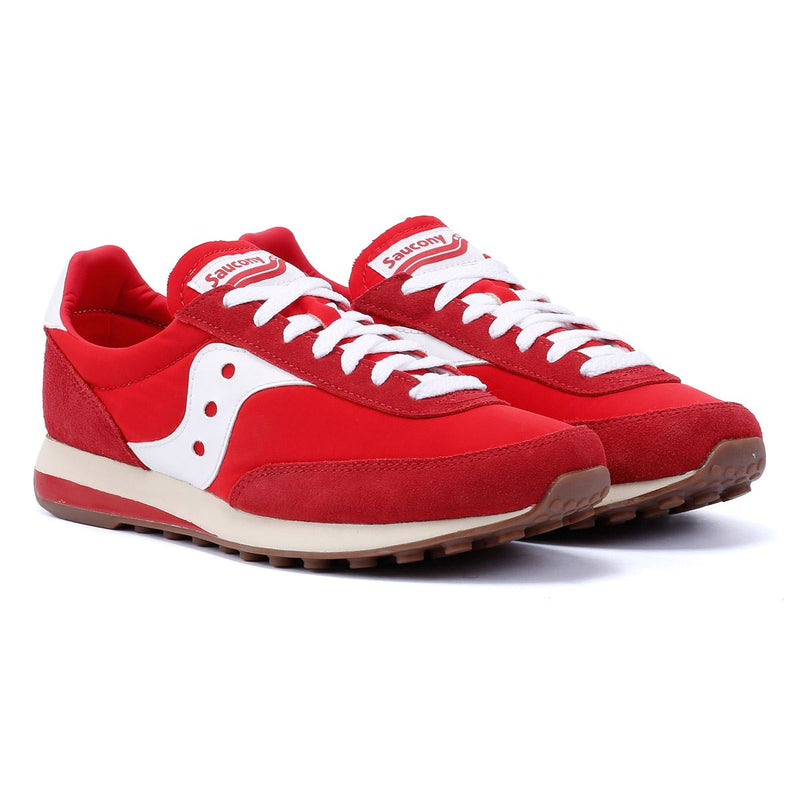 Saucony Trainer 80 Baskets Rouges En Daim