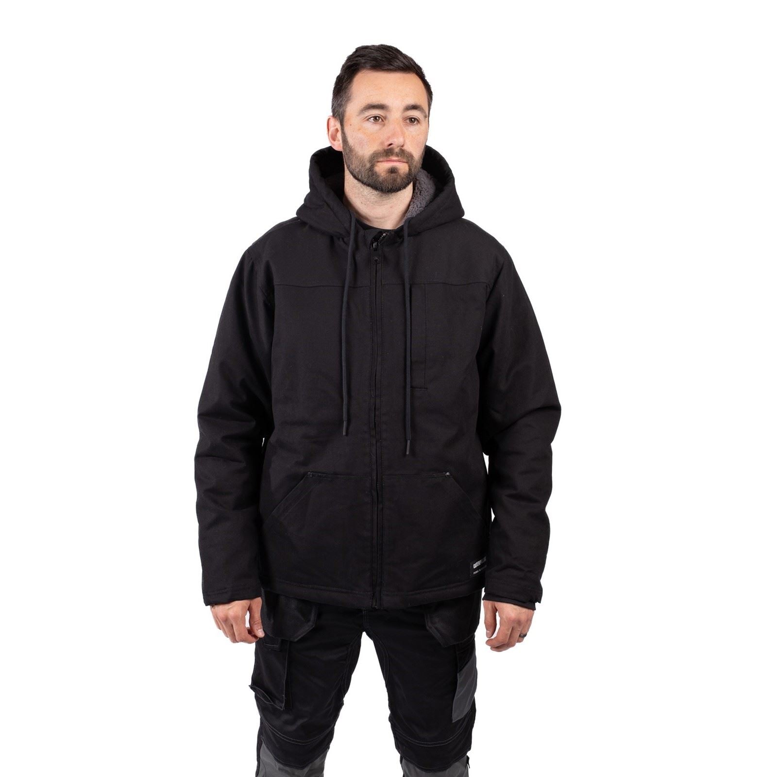 Caterpillar Hooded Sherpa Lined Veste En Polaire Noire Pour Homme