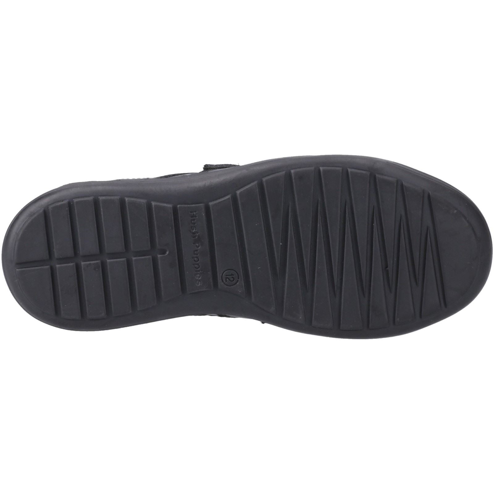 Hush Puppies Sully Chaussures Noires Pour Garçons En Cuir.