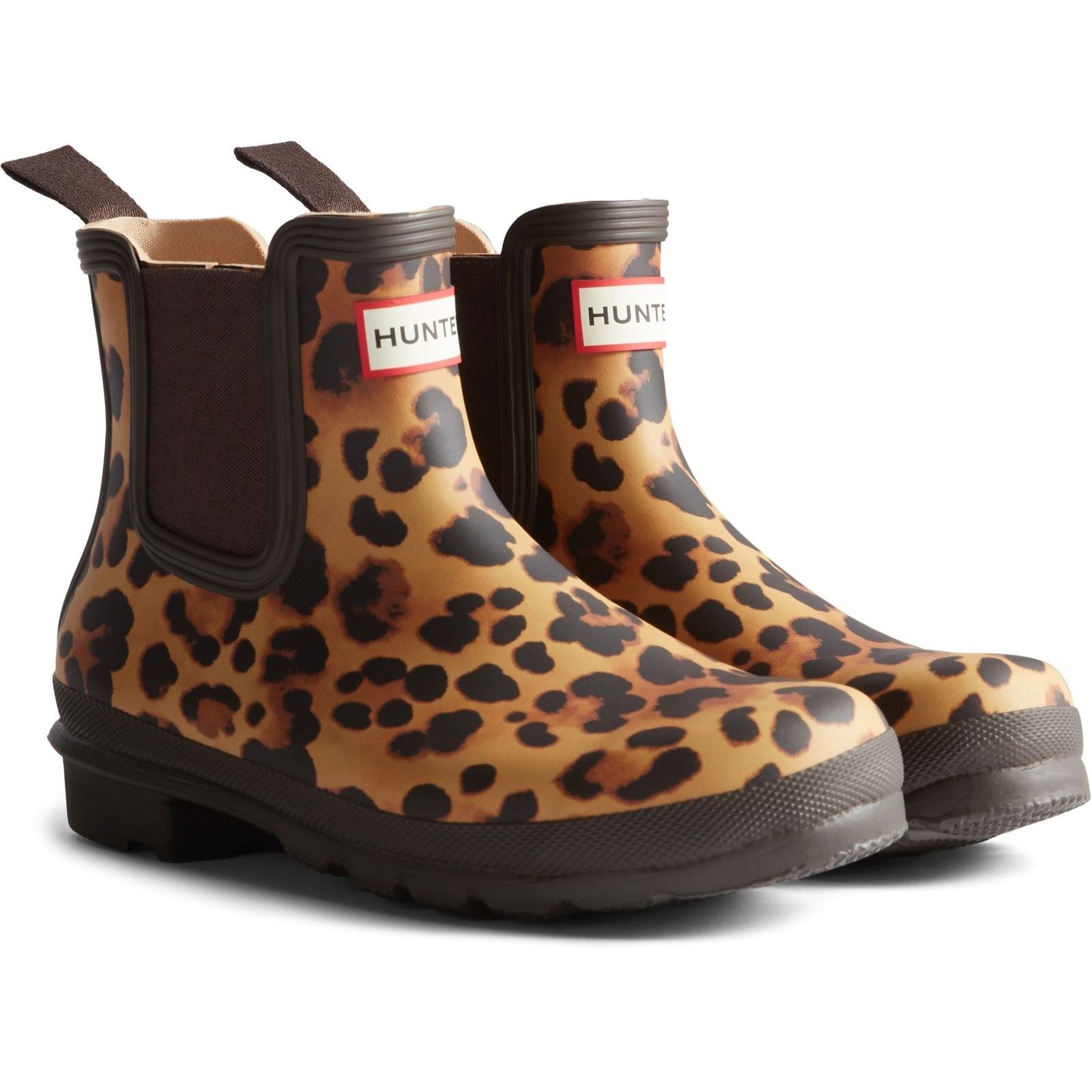 Hunter Original Chelsea Leopard Print Boot Bottes En Caoutchouc Pour Femmes Imprimé Léopard/Marron Chocolat