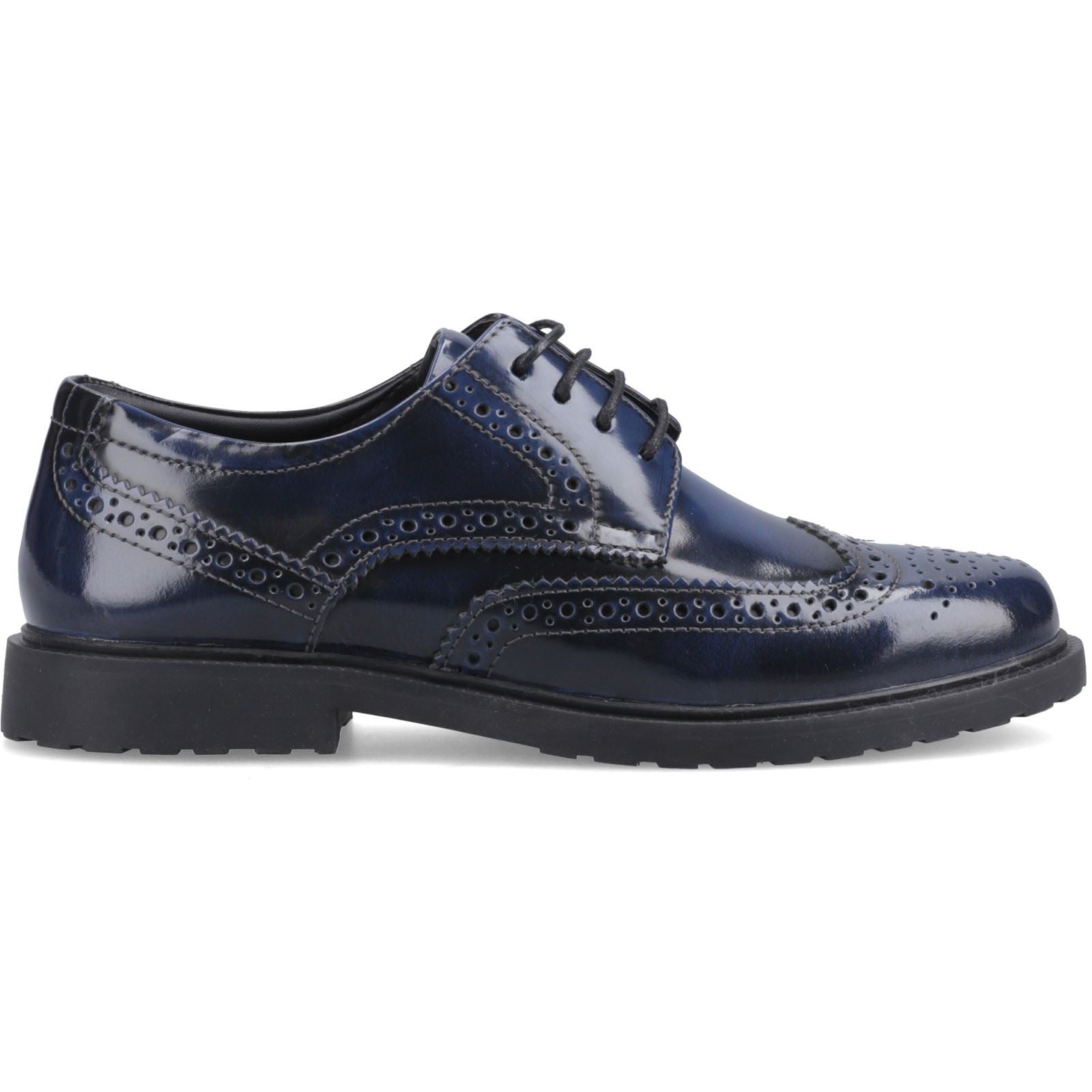 Hush Puppies Verity Hi-Shine Chaussures En Cuir Pour Femmes Brogues Navy