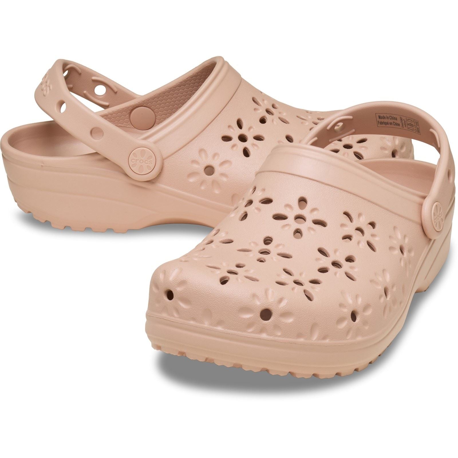 Crocs Classic Floral Cut Out Sabots En Caramelle Rose En Thermoplastique