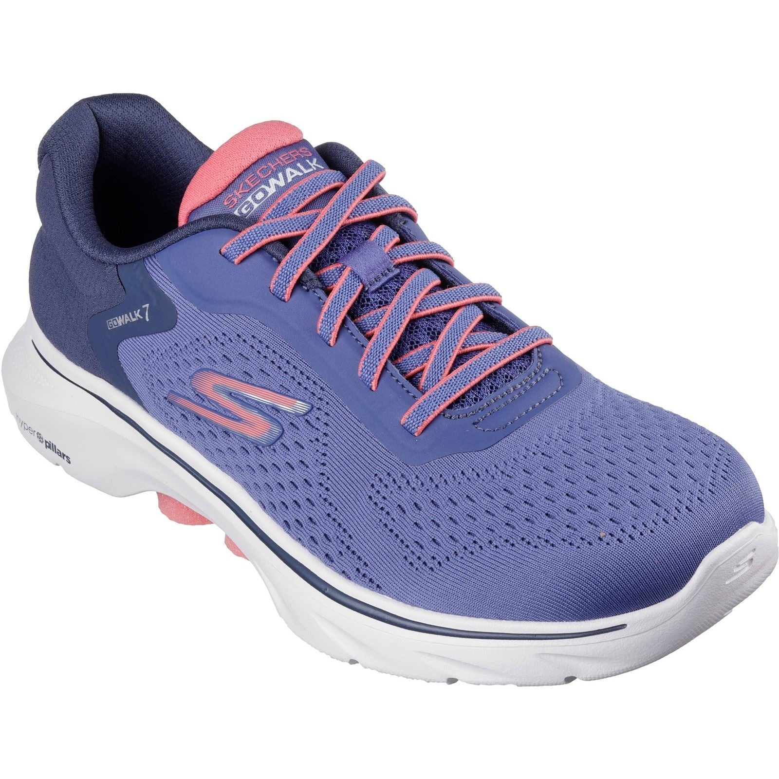 Skechers GO WALK 7 Cosmic Waves Baskets En Synthétique Pour Femmes Bleu Marine/Corail