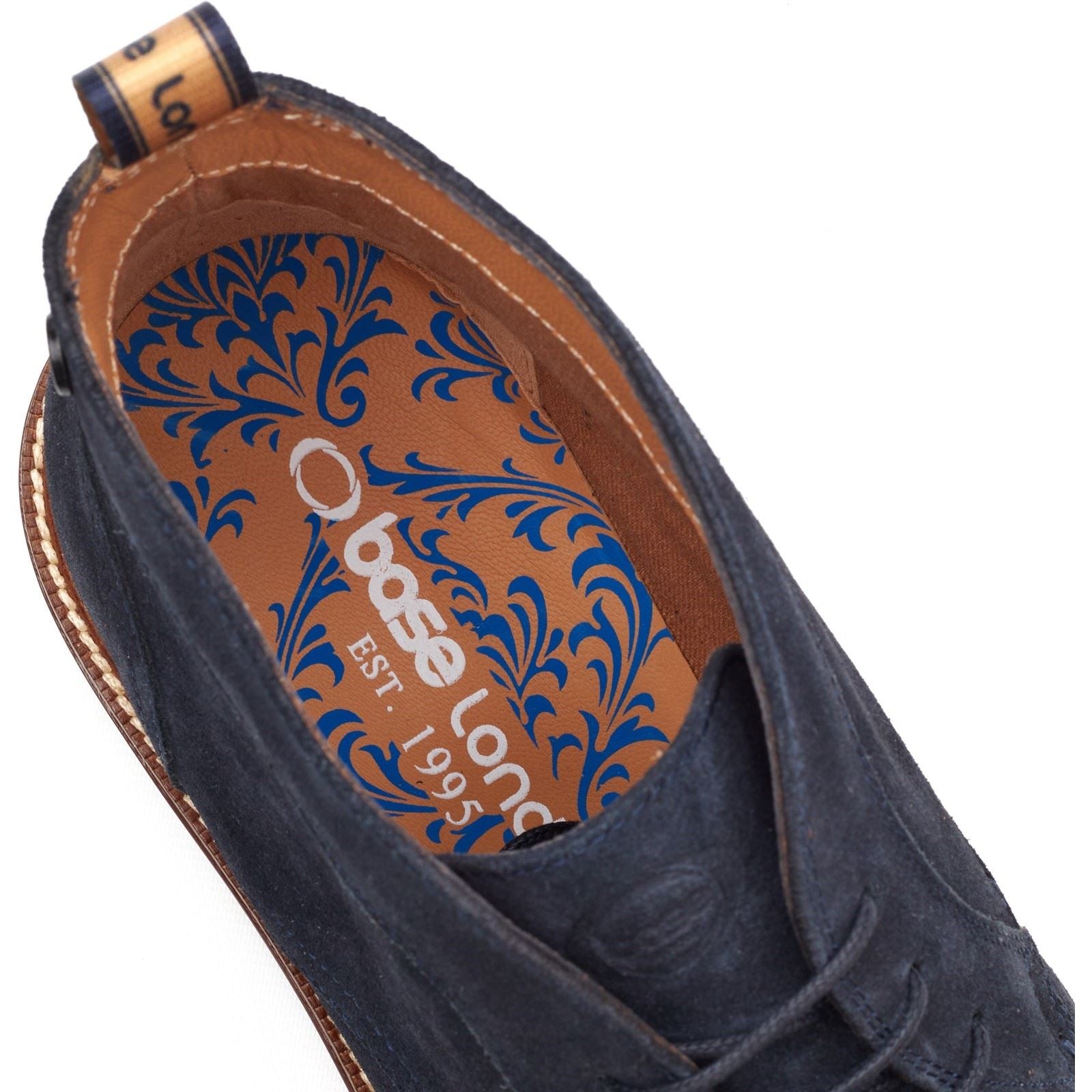 Base London Lincoln Chukka Bottes En Cuir Pour Hommes Bleu Marine