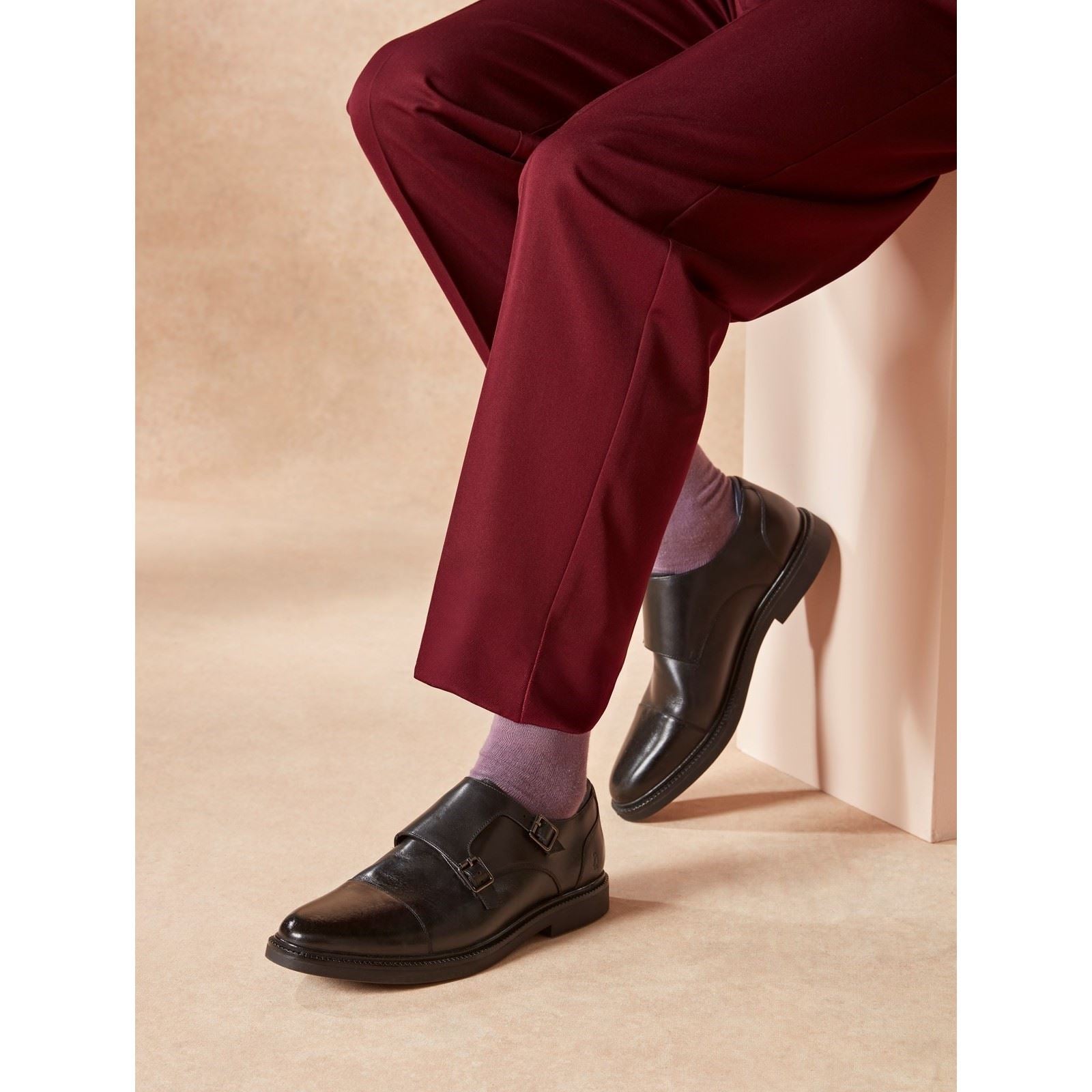 Hush Puppies Kane Chaussures Double Boucle Noires Pour Homme En Cuir