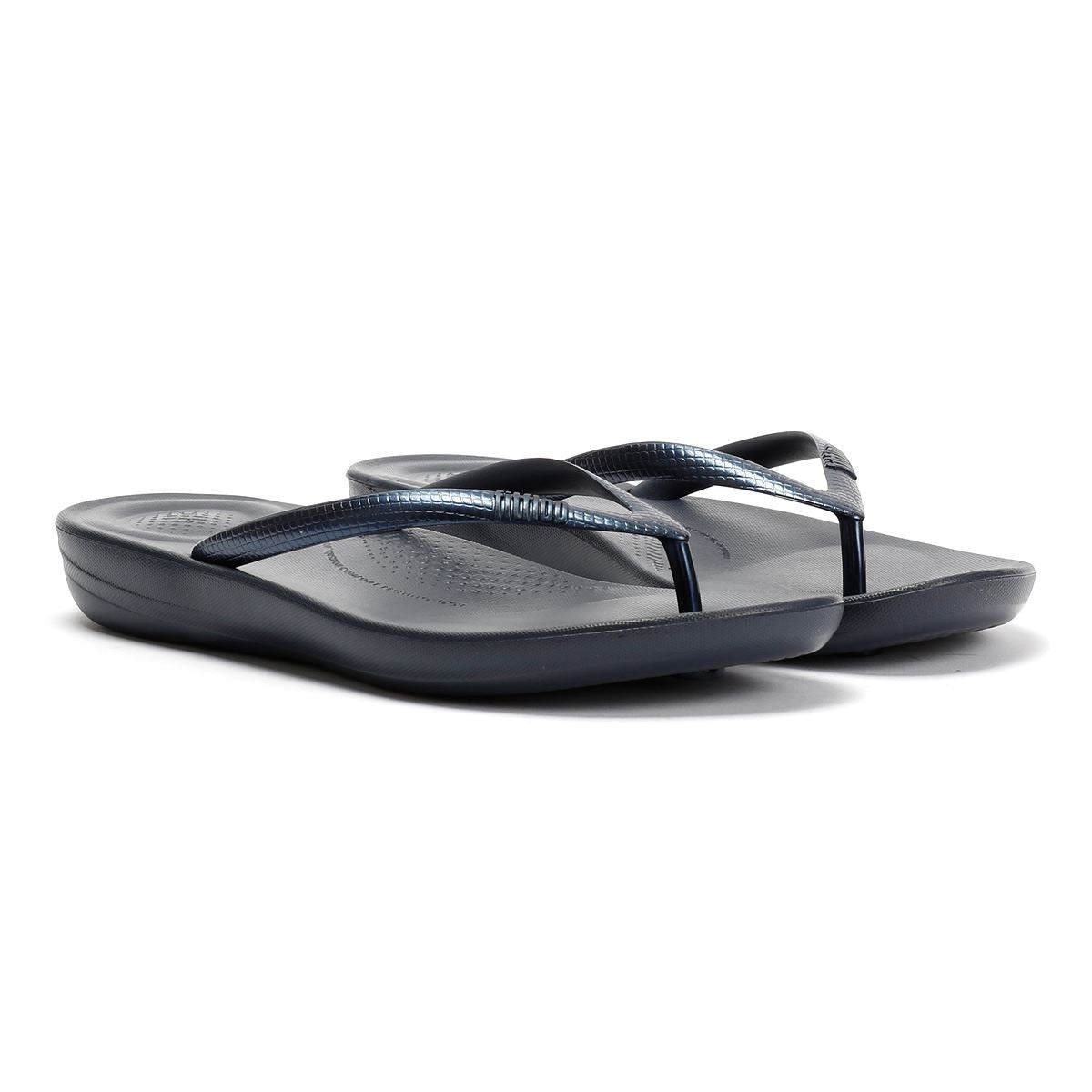 FitFlop Iqushion Ergonomic Tongs En Caoutchouc Bleues Pour Femmes