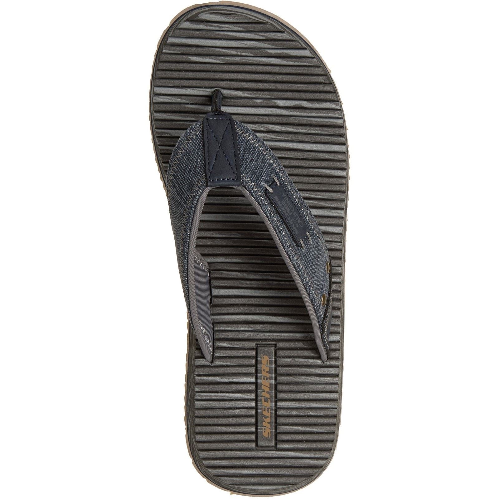 Skechers Quill Tongs En Textile Pour Hommes Bleu Marine