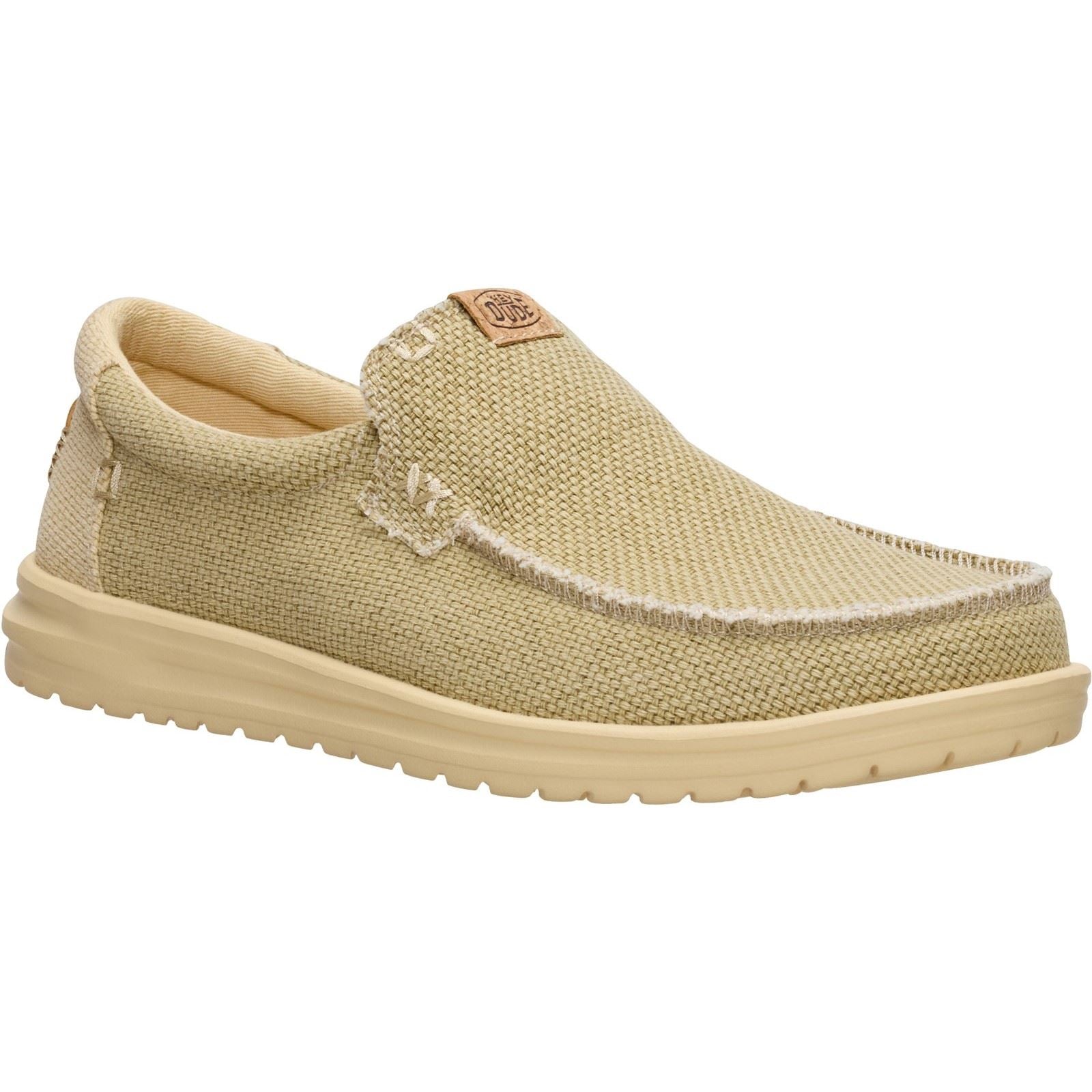 HEYDUDE Mikka Braided Mocassins En Textile Pour Hommes Olive Gris/Tan Boulder