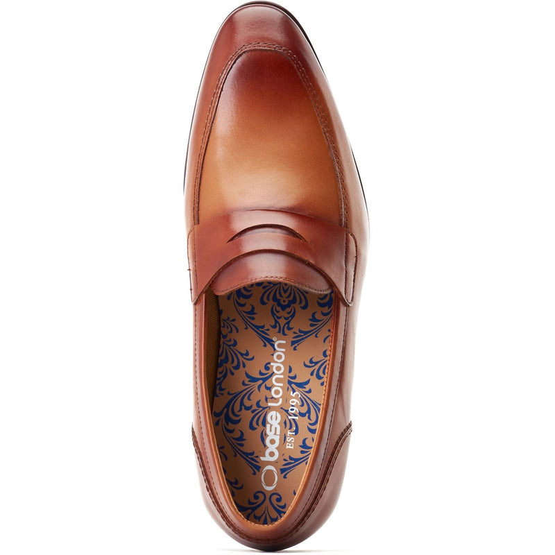 Base London Bruno Chaussures À Enfiler Pour Hommes En Cuir Brûlé.