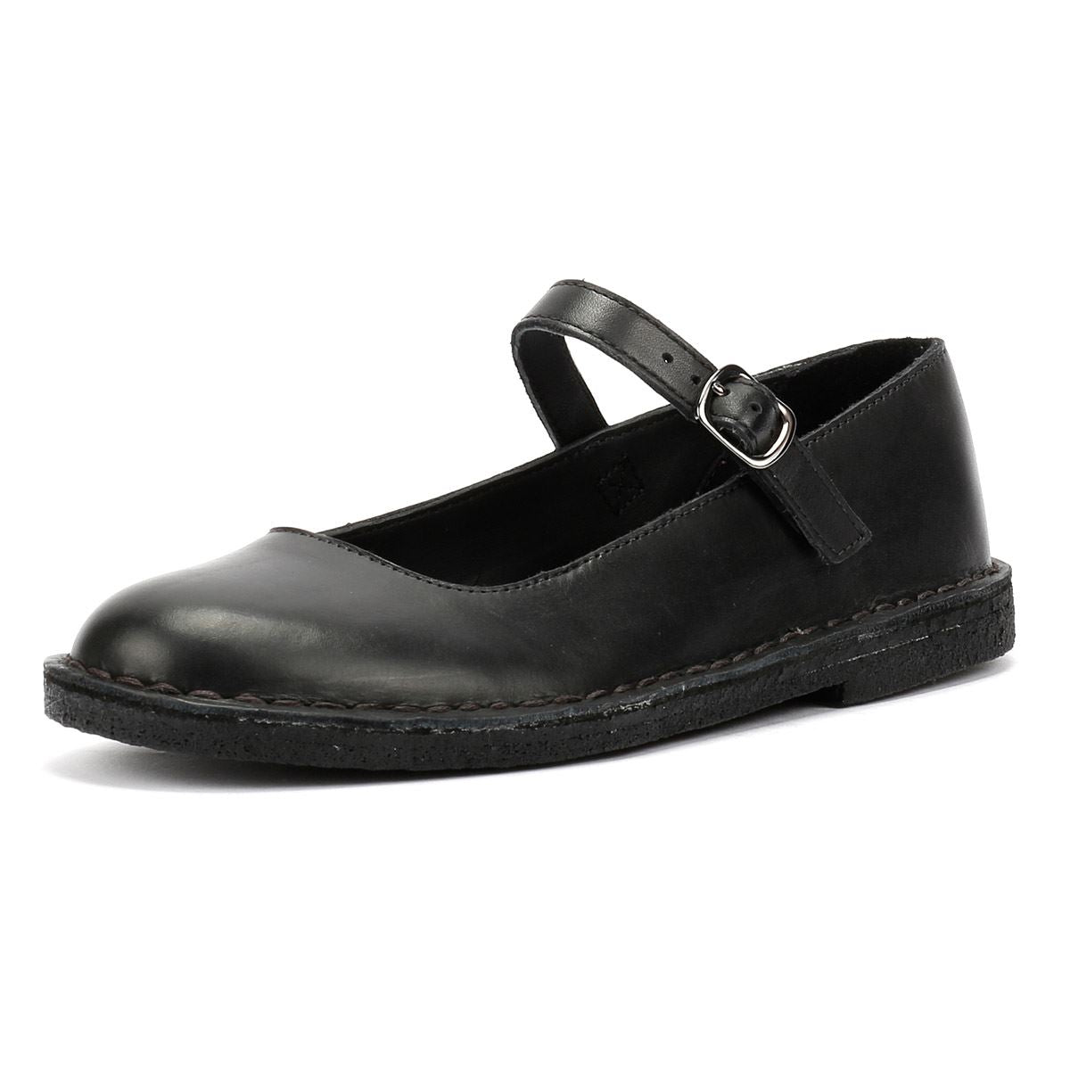 Clarks Originals Desert Jane Chaussures Noires Pour Femmes En Cuir