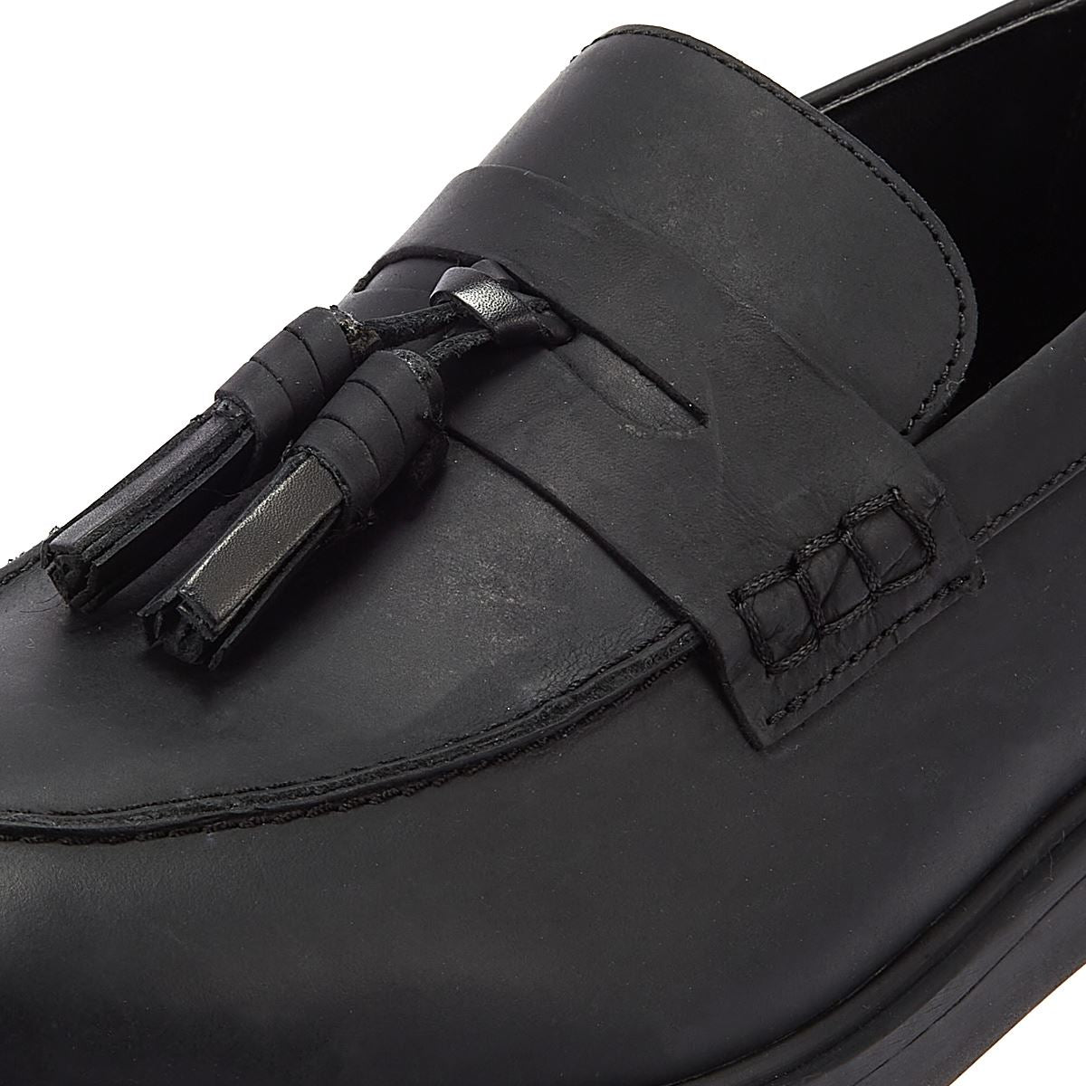 Hudson Mocassin Cato En Cuir Fou Pour Hommes Mocassins Noirs