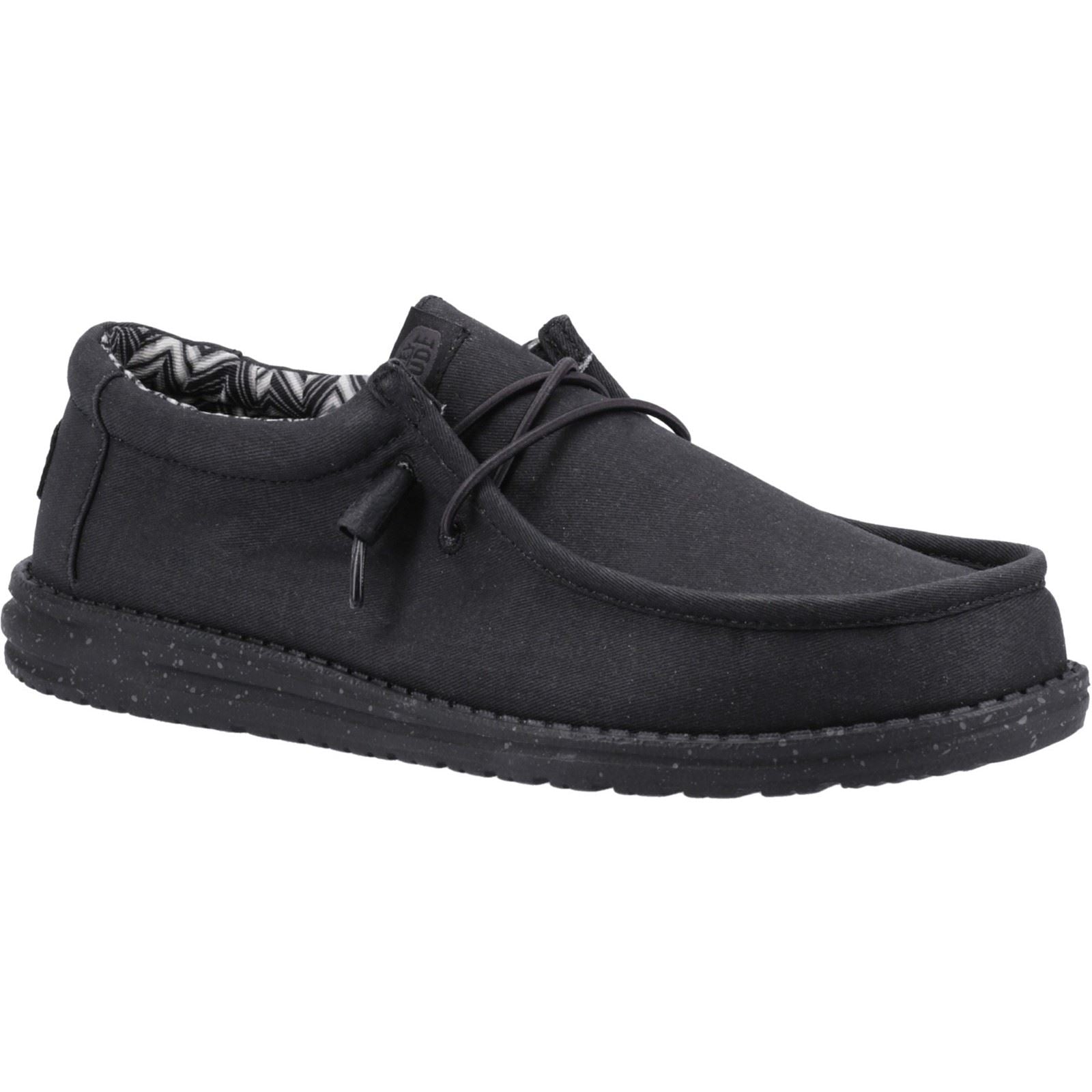 HEYDUDE Wally Canvas Chaussures Bateau Noires Pour Hommes En 100% Coton