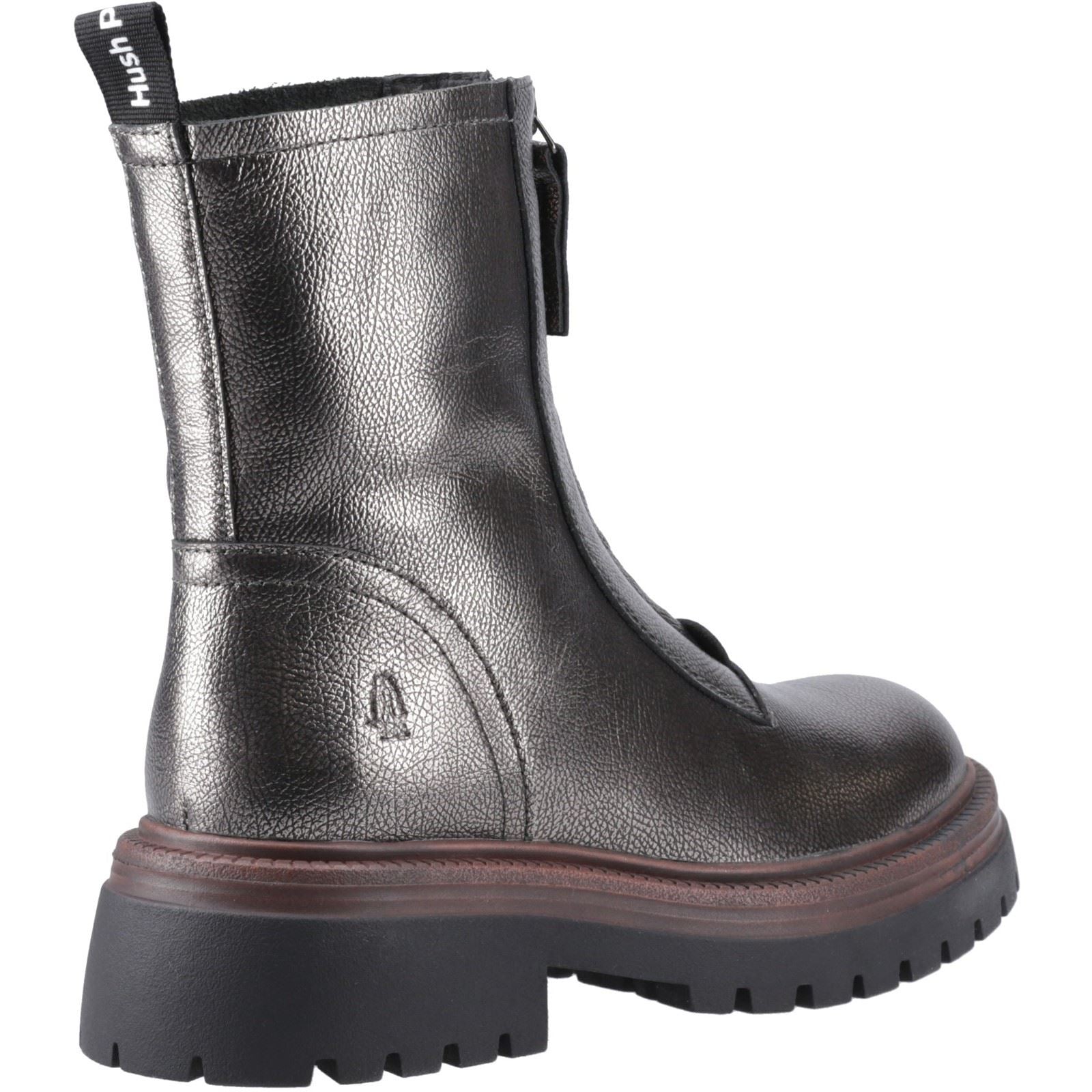Hush Puppies Roxanna Bottes En Cuir Pour Femmes De Couleur Étain