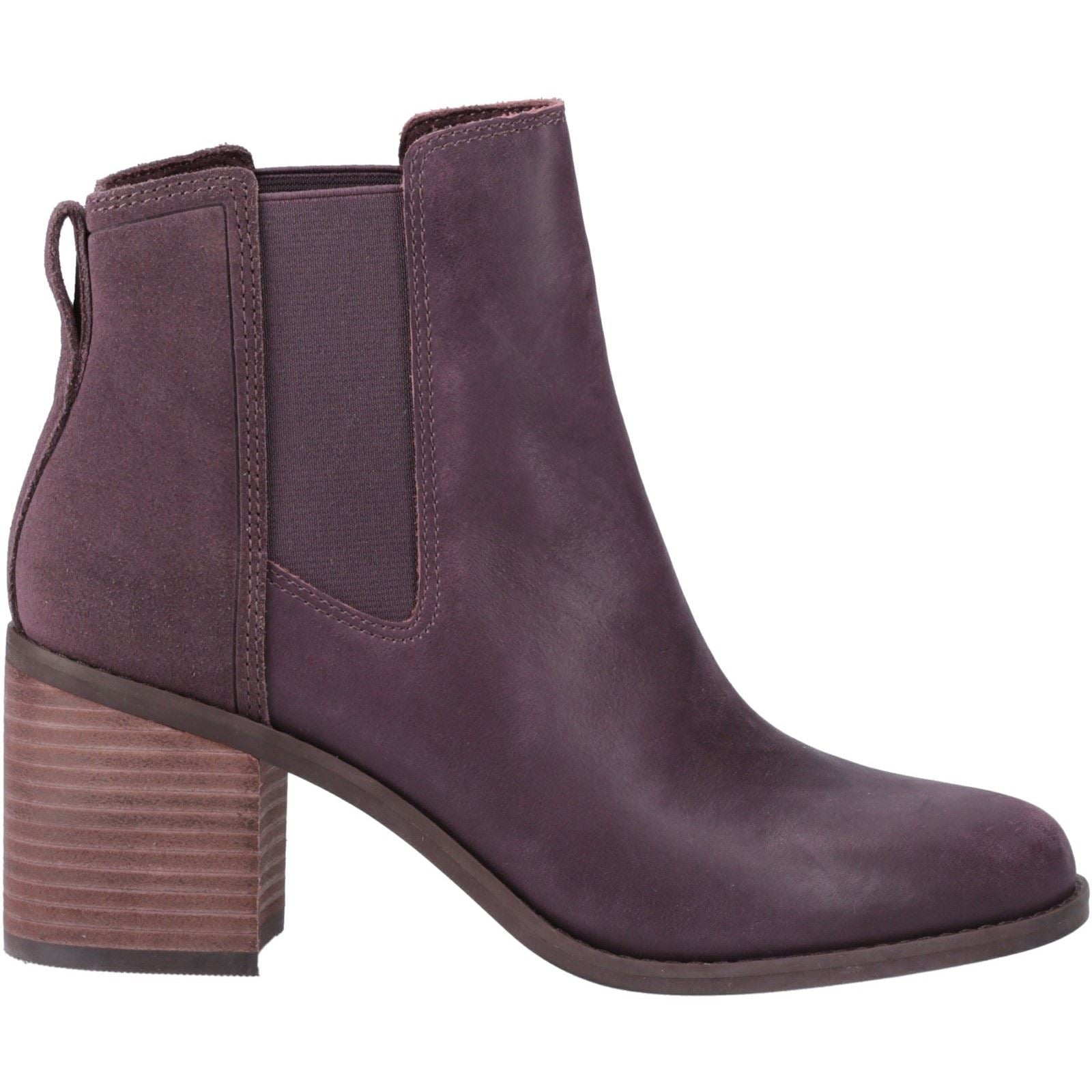 TOMS Evelyn Bottes En Cuir Pour Femmes Prune