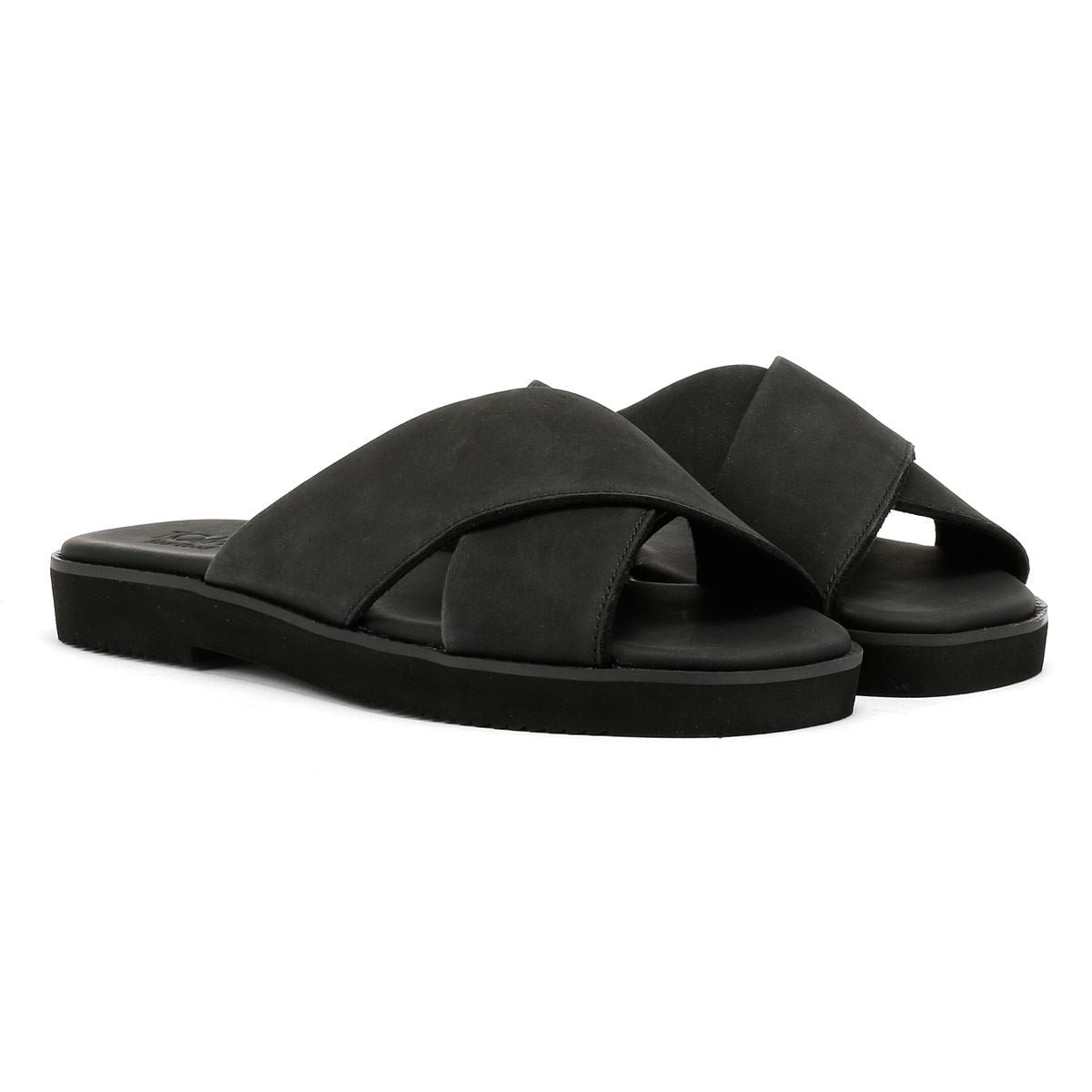 TOMS Mae Crossover Sandales Noires Pour Femmes En Cuir