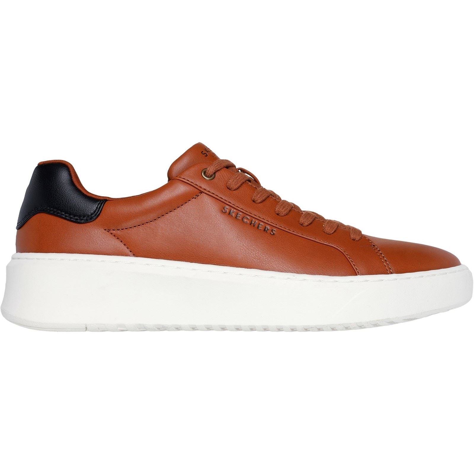 Skechers Court Break Suit Sneaker Baskets Pour Hommes En Cuir Synthétique Cognac