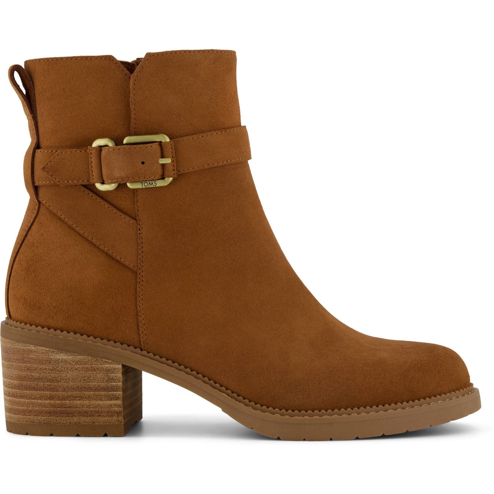 TOMS Hailey Buckle Bottines À Talons En Cuir Pour Femmes Couleur Ambre Marron
