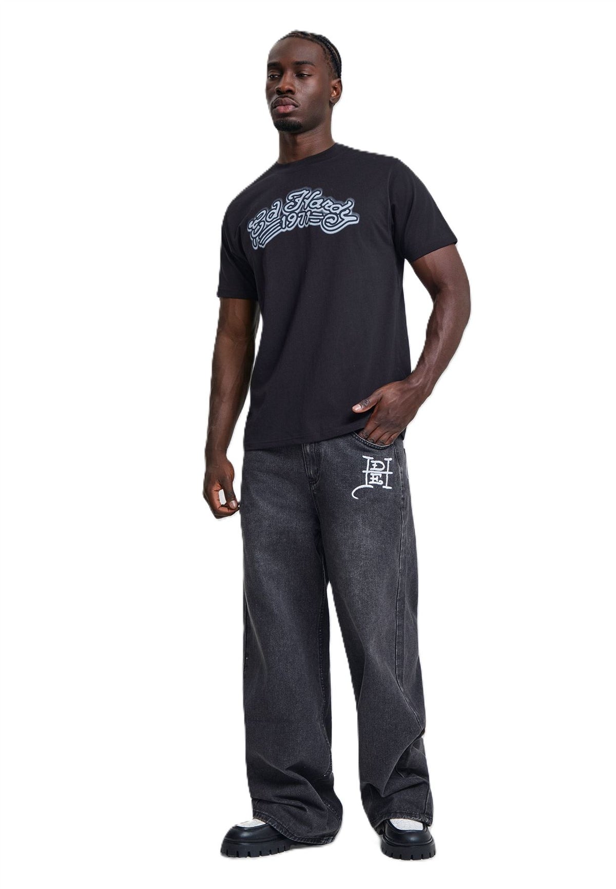 Ed Hardy Stay True Graphic Regular T-Shirts Noirs Pour Hommes