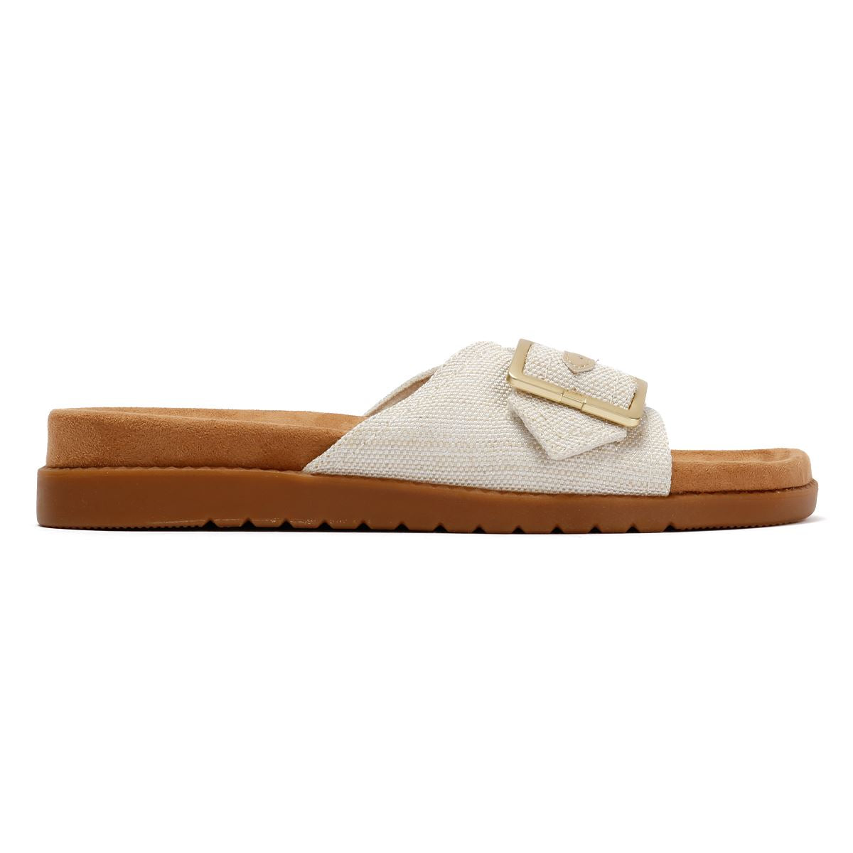 TOMS Marin Slide Sandales Blanches En Textile Pour Femmes