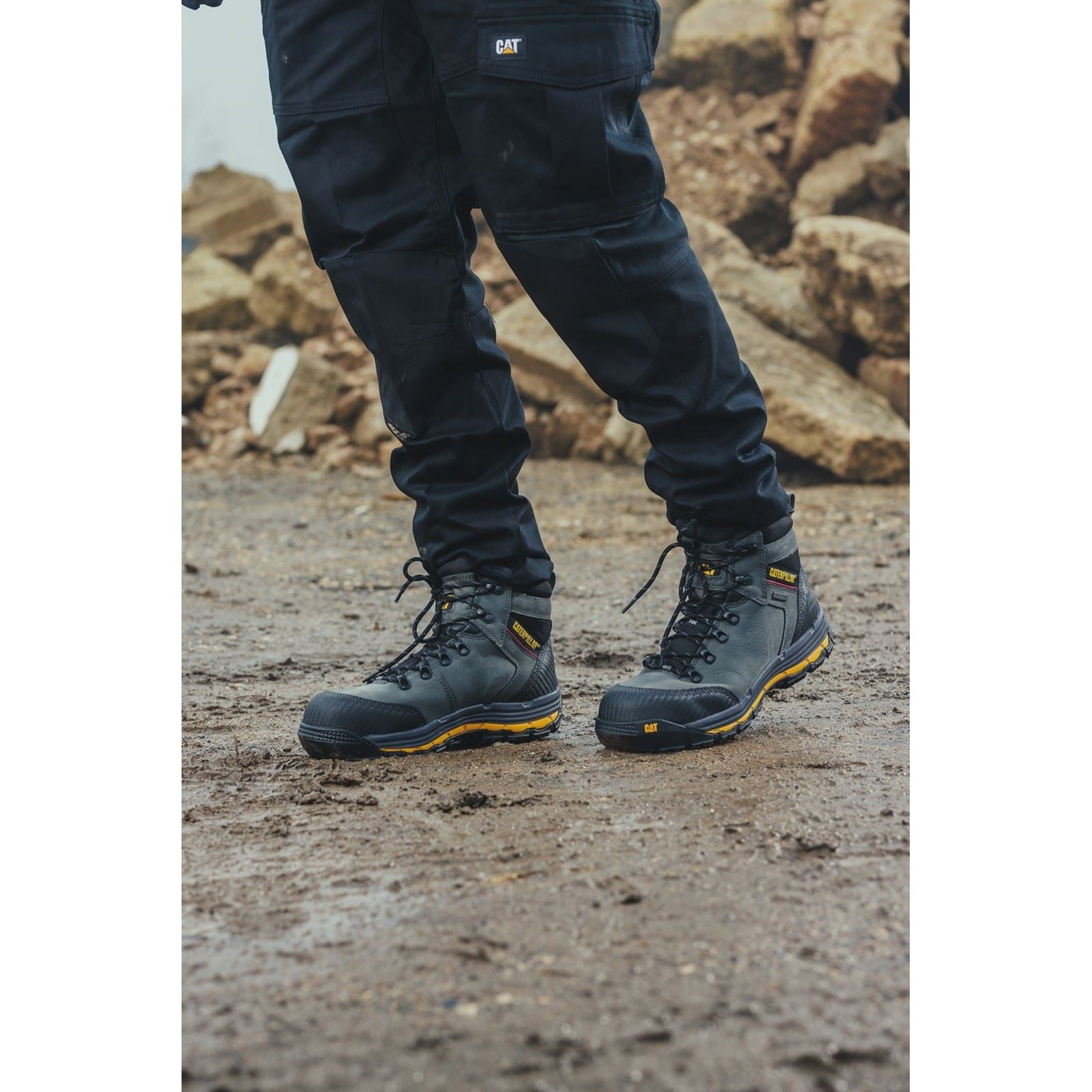Caterpillar  Bottes De Sécurité Munising En Cuir Ombre Foncée