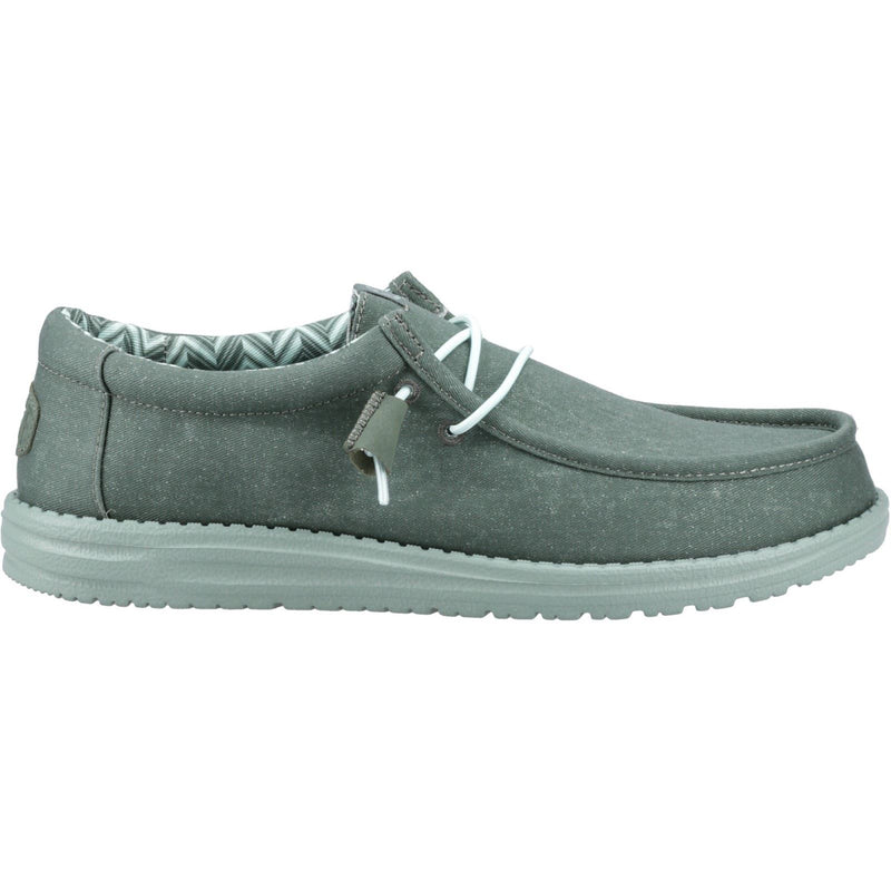 HEYDUDE Wally Canvas Chaussures Mocassins Pour Hommes En 100% Coton Vert Canard/Vert Iceberg