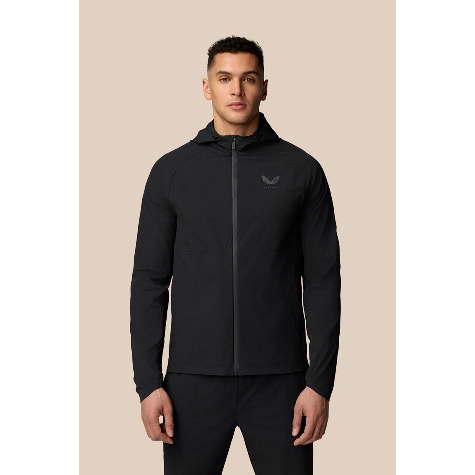 Castore Branded Elastic Wind Jacket Vestes Coupe Vent Noires Pour Hommes