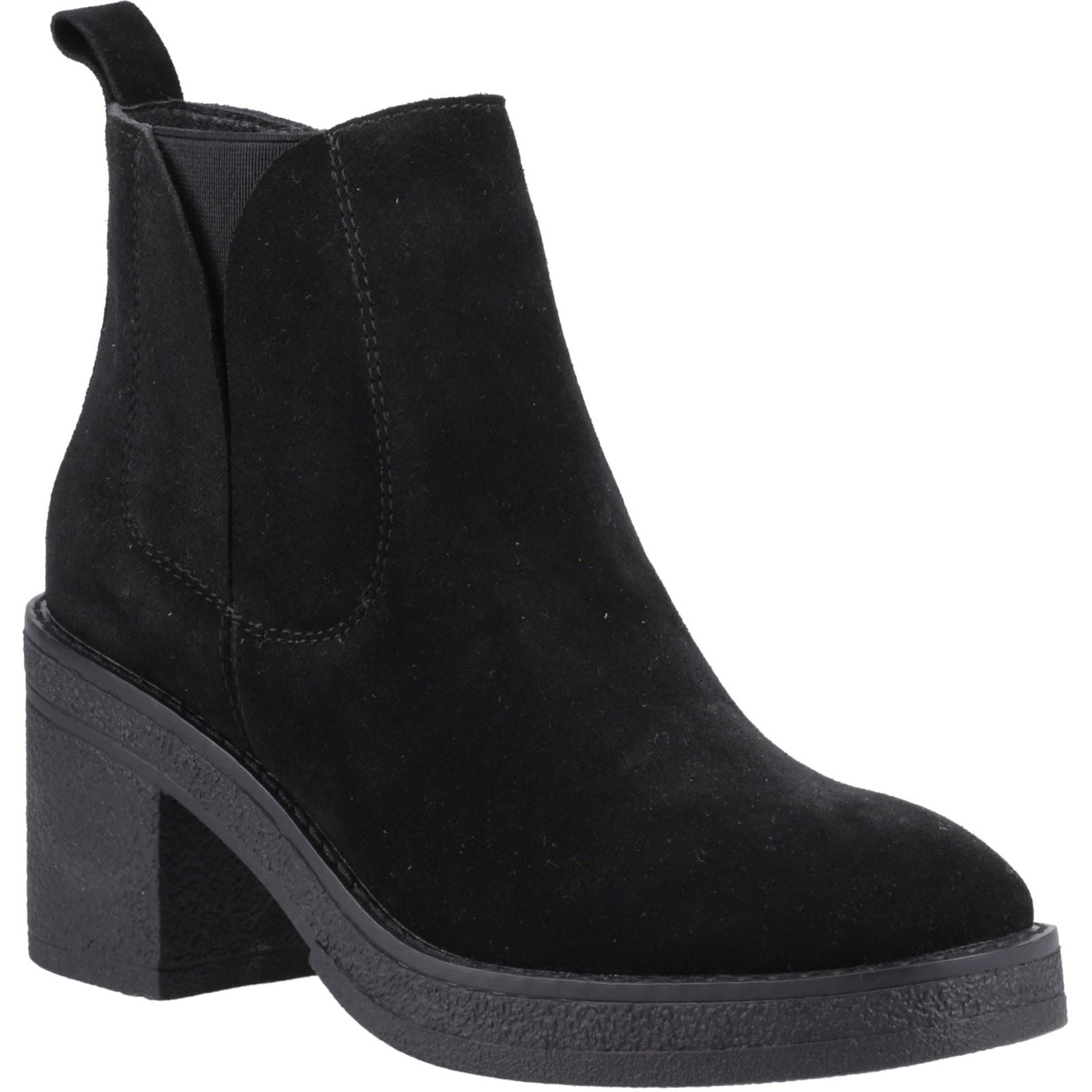 Hush Puppies Felicia Femmes Suédoises Bottines Chelsea À Talons Noires