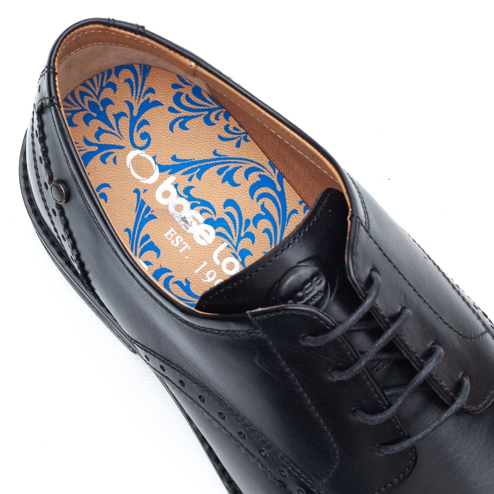 Base London Eton Lace Up Chaussures Noires En Cuir Pour Homme À Lacets