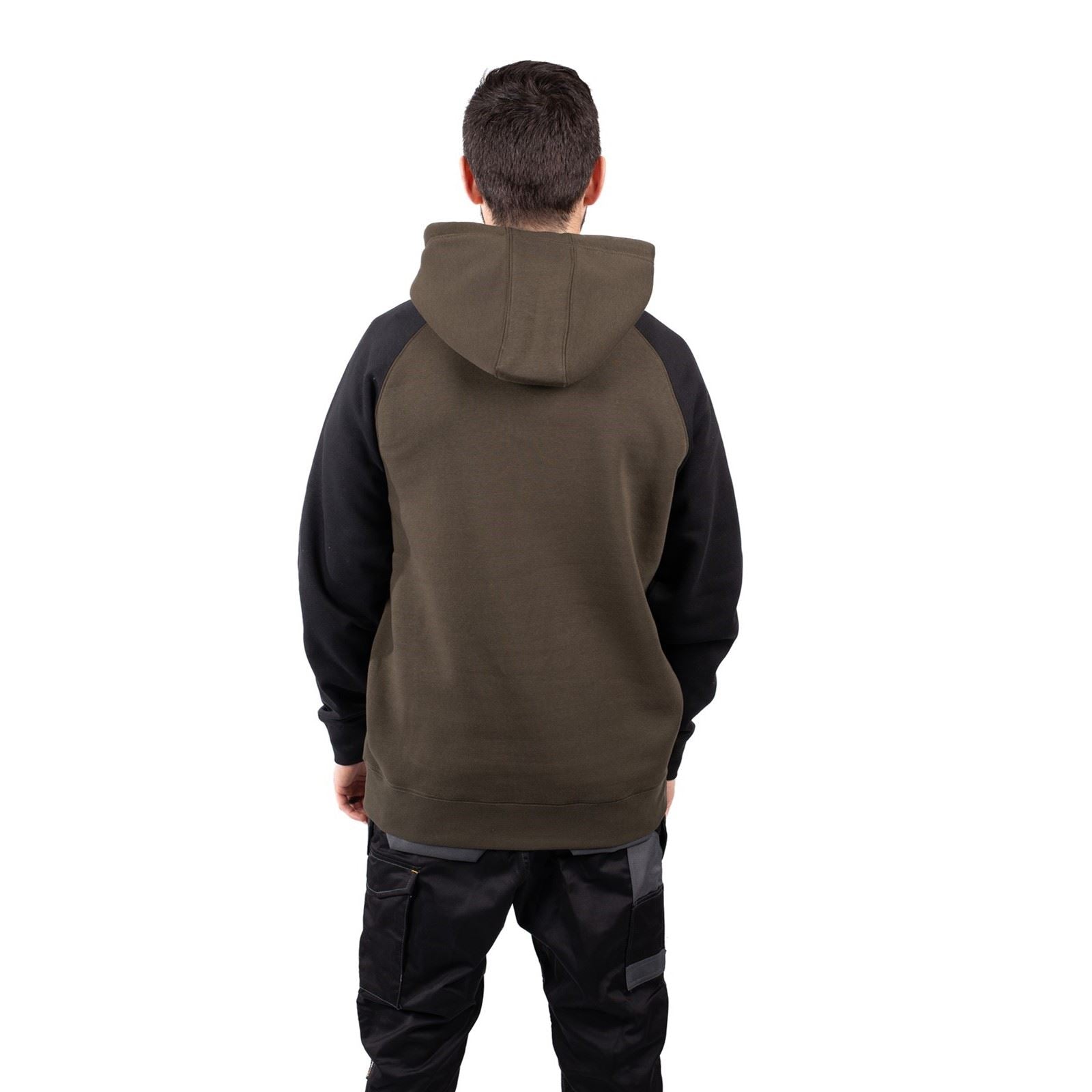 Caterpillar Raglan Sweat À Capuche Vert En Coton Pour Homme