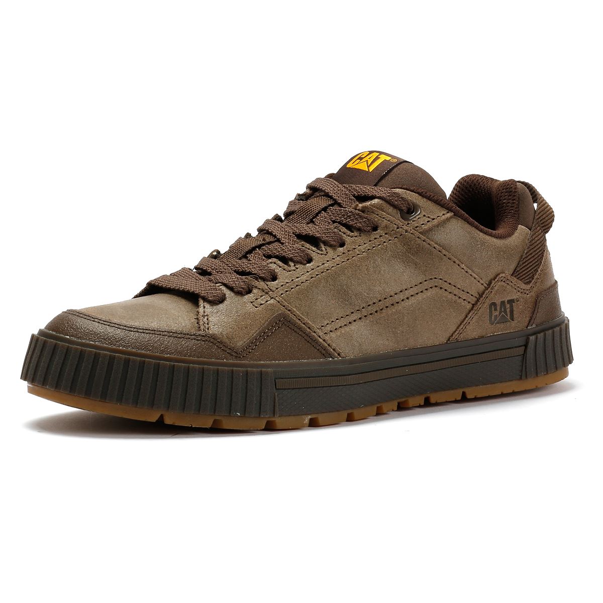 Caterpillar Axiom Waxy Chaussures En Cuir Pour Hommes Brunes À Lacets