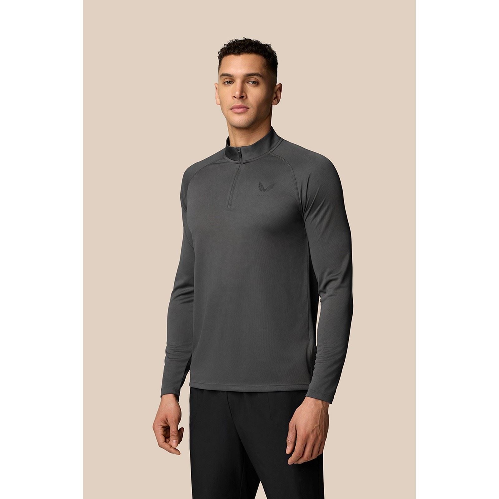 Castore Adapt Training 1/4 Zip Top T-Shirts De Sport Gris En Polyester Pour Hommes